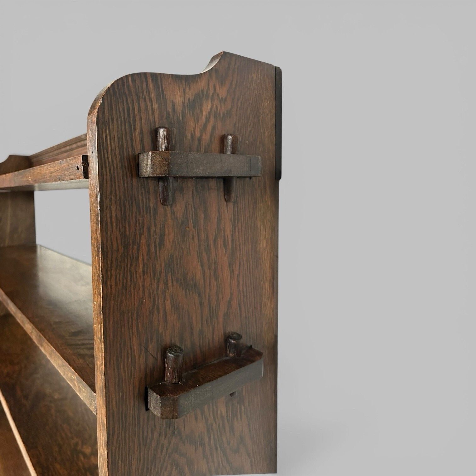 Arts And Crafts Oak Bookcase – Open Shelving With Pegged Details photo vinterior