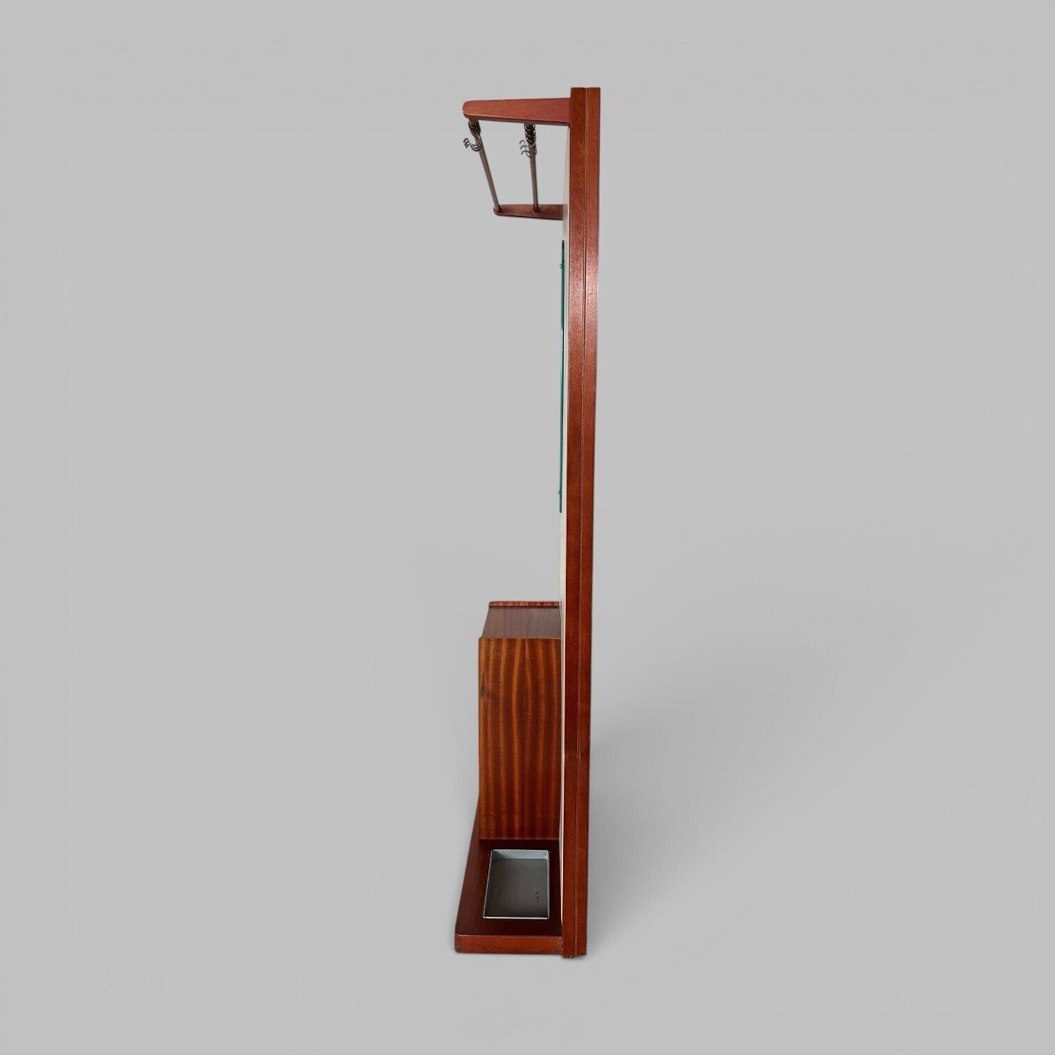 photo for sale 1960s Teak Hall Stand – Mirror Back With Drawer, Cupboard And Umbrella Tray
