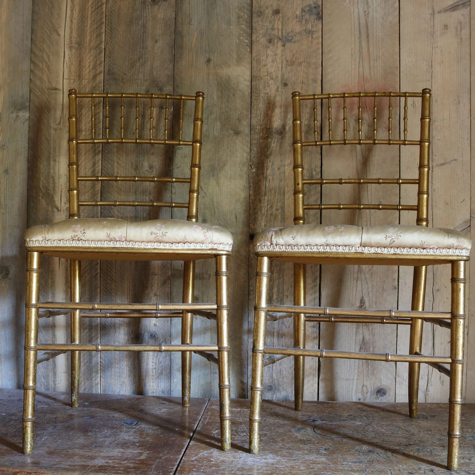 Napoleon III French Faux Bamboo Accent Chairs — Antique Pair photo furniture