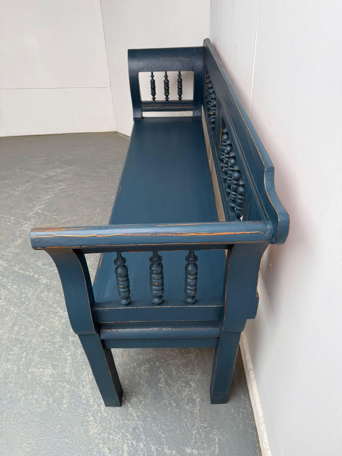 An Amazing Painted Blue Early Victorian Original Hungarian 3 Seater Bench photo buy