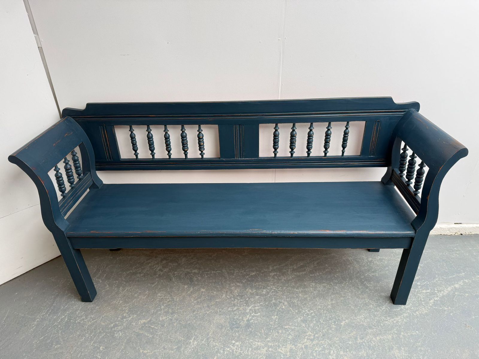 photo furniture An Amazing Painted Blue Early Victorian Original Hungarian 3 Seater Bench