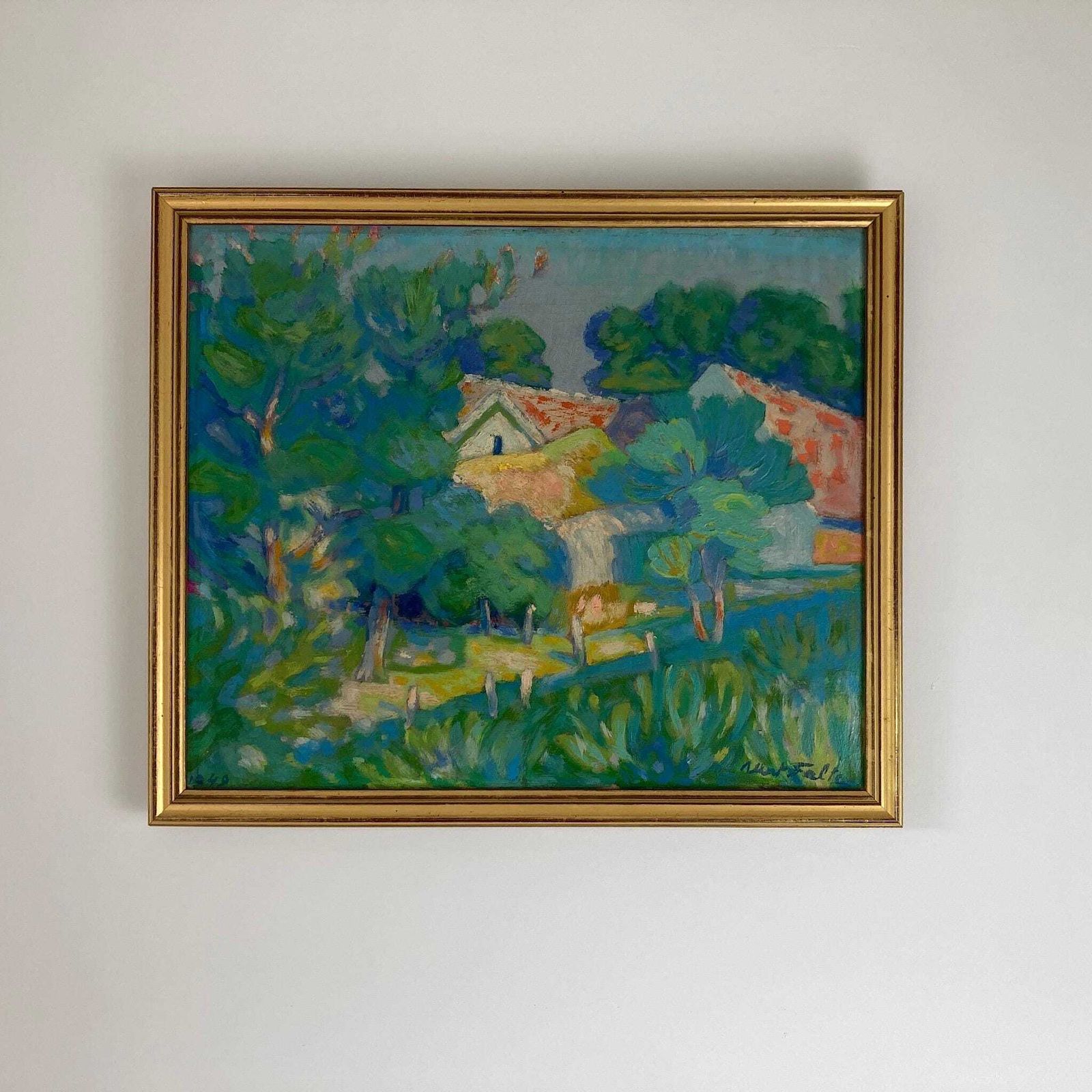 Impressionist Garden   Medium Antique Original Impressionist French Oil Painting