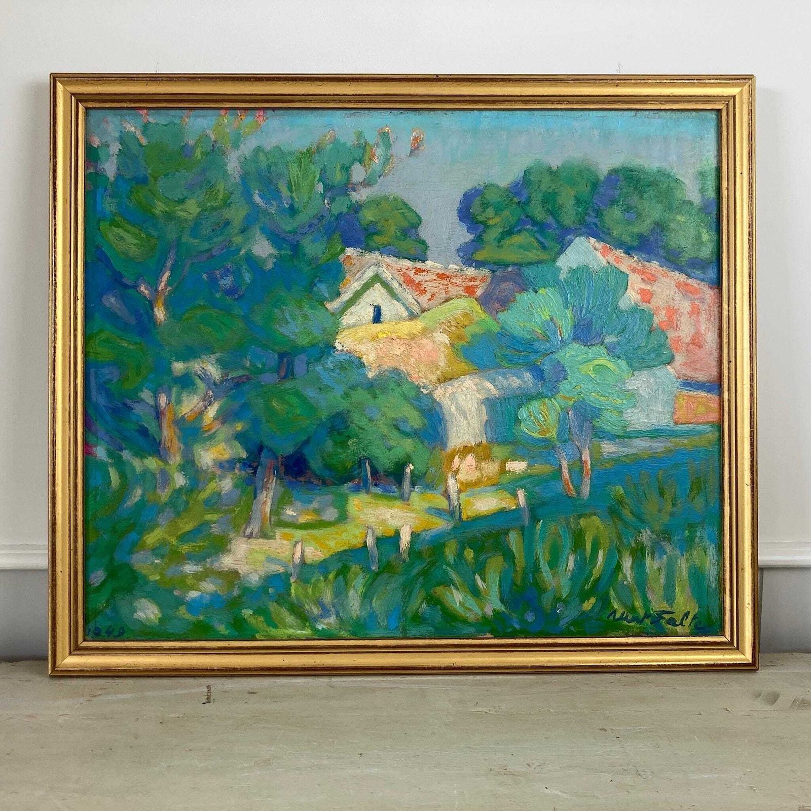 Impressionist Garden   Medium Antique Original Impressionist French Oil Painting photo for sale