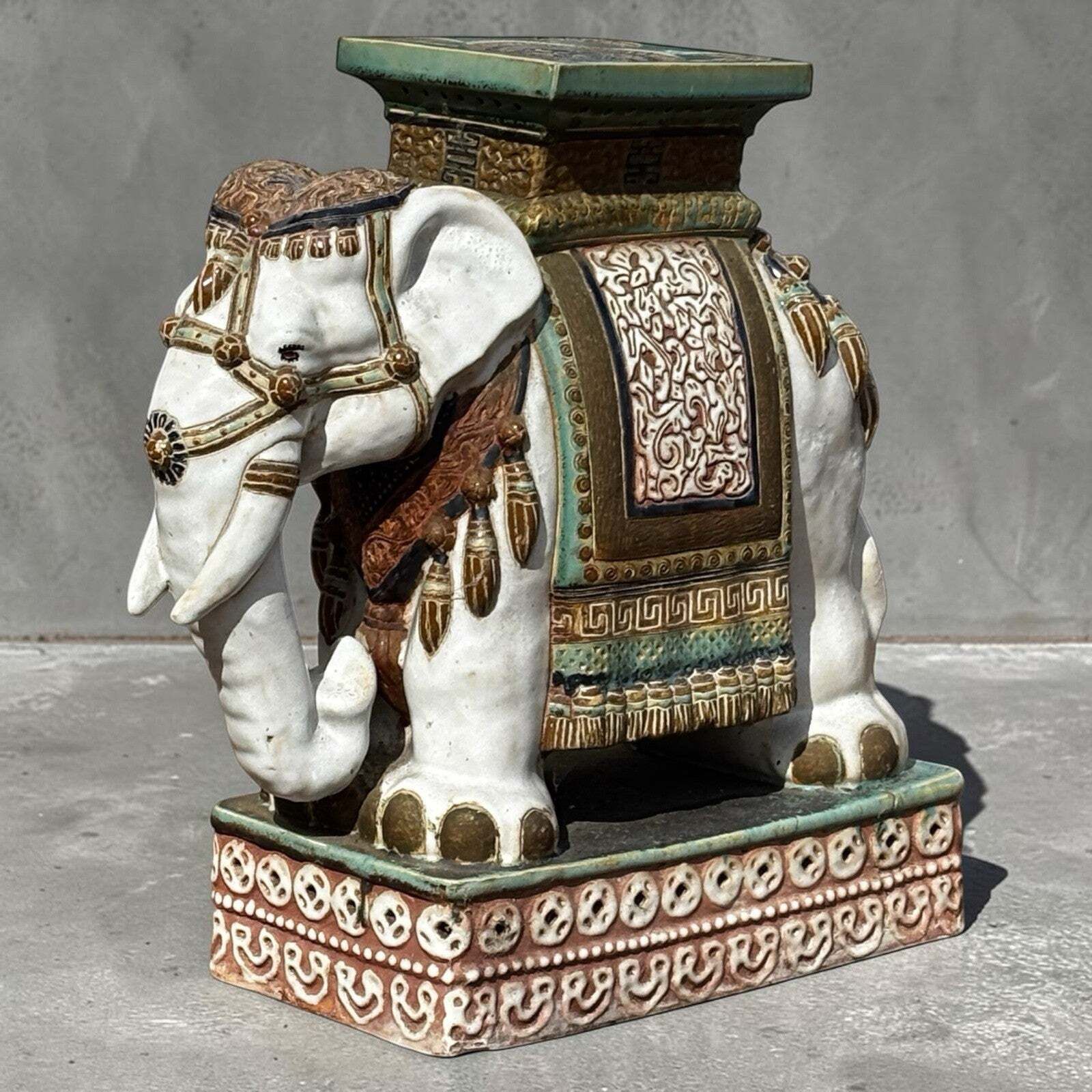 Large Old Chinese Ceramic Elephant Garden Stool. photo furniture