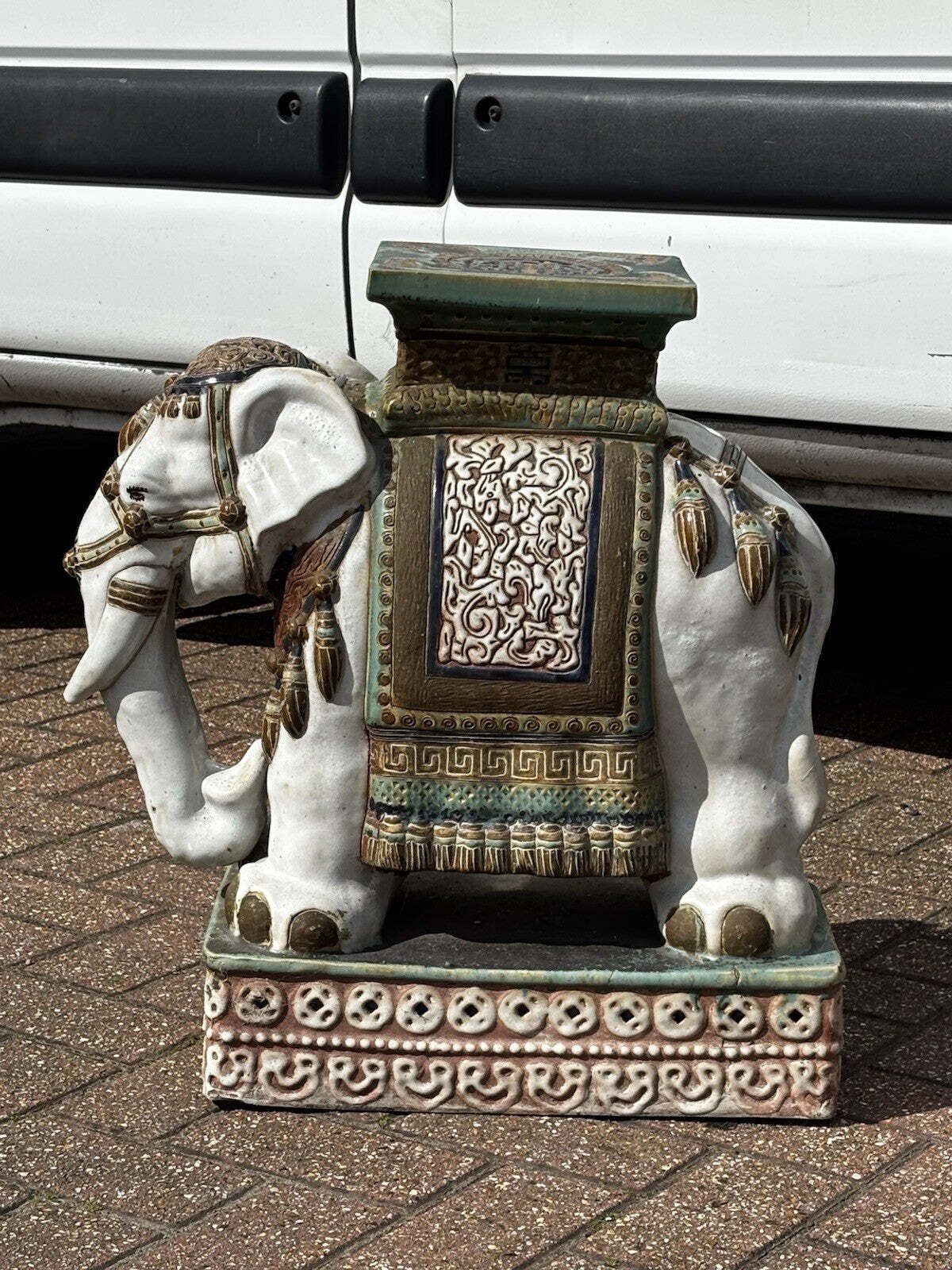 Garden Furniture Large Old Chinese Ceramic Elephant Garden Stool. photo