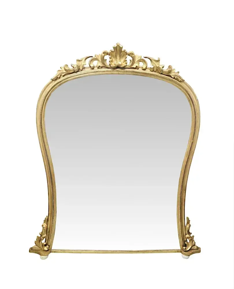 A Stunning Large 19th Century Archtop Giltwood Overmantel Mirror