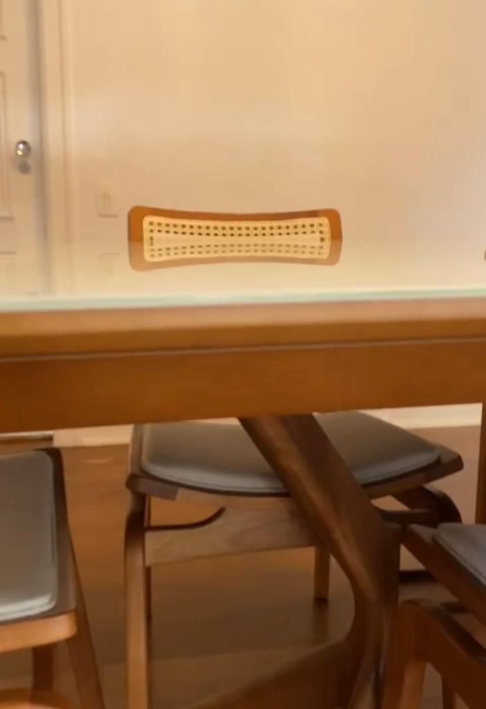 Brazilian Chestnut & Rattan Cane Dining Table And 6 Chairs , Mid Century Modern photo 949.98
