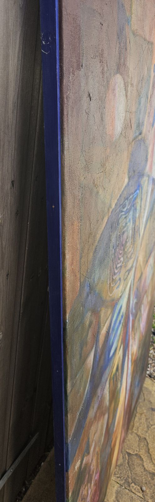 Large Abstract With Geometric Shapes Oil On Canvas Contemporary Signed A.Vyvyan photo for sale