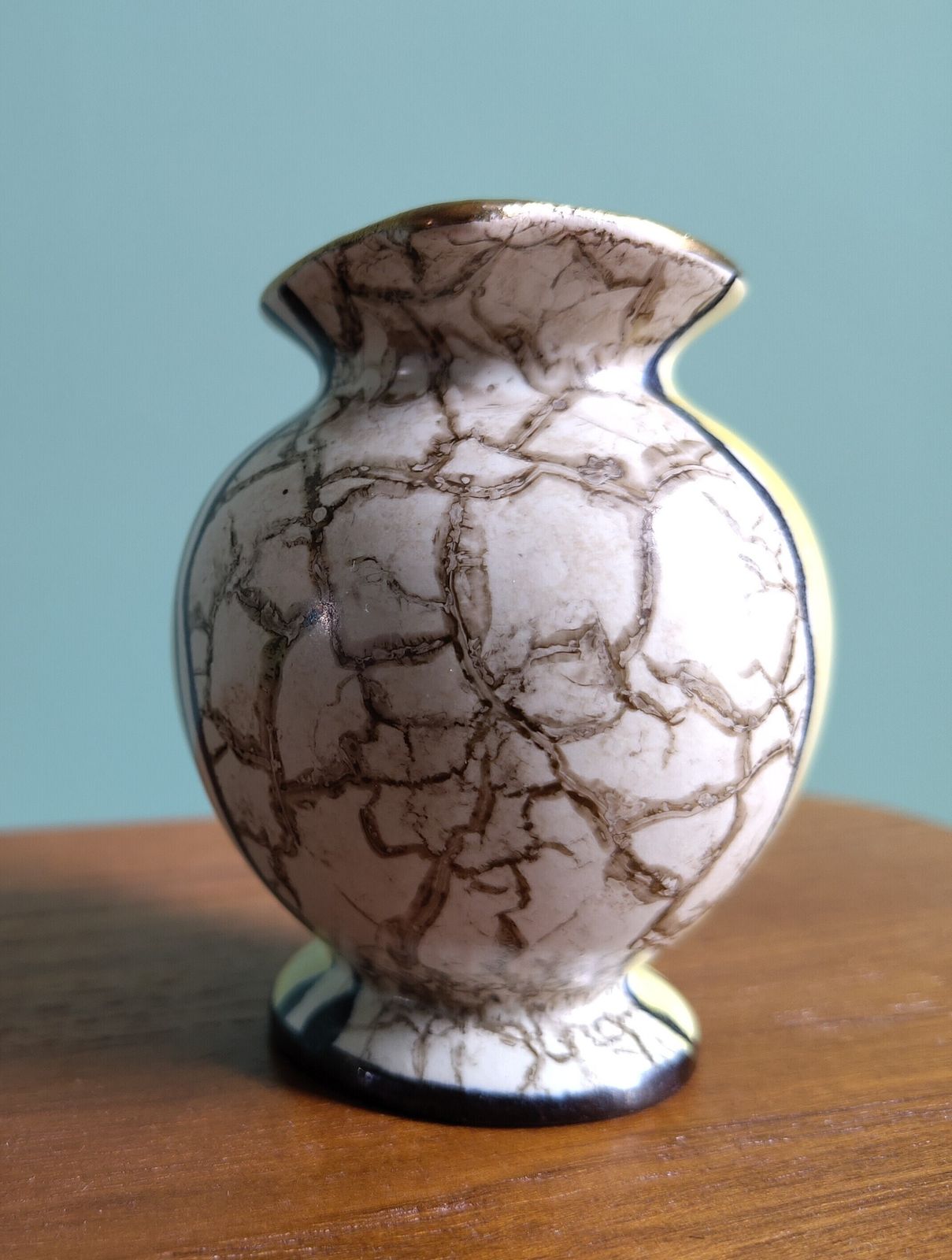 Early 20th Century German Jugendstil Miniature Jug (8 Cm) — Hand‑Decorated Panels, Gold Rim, Excellent Condition photo for sale