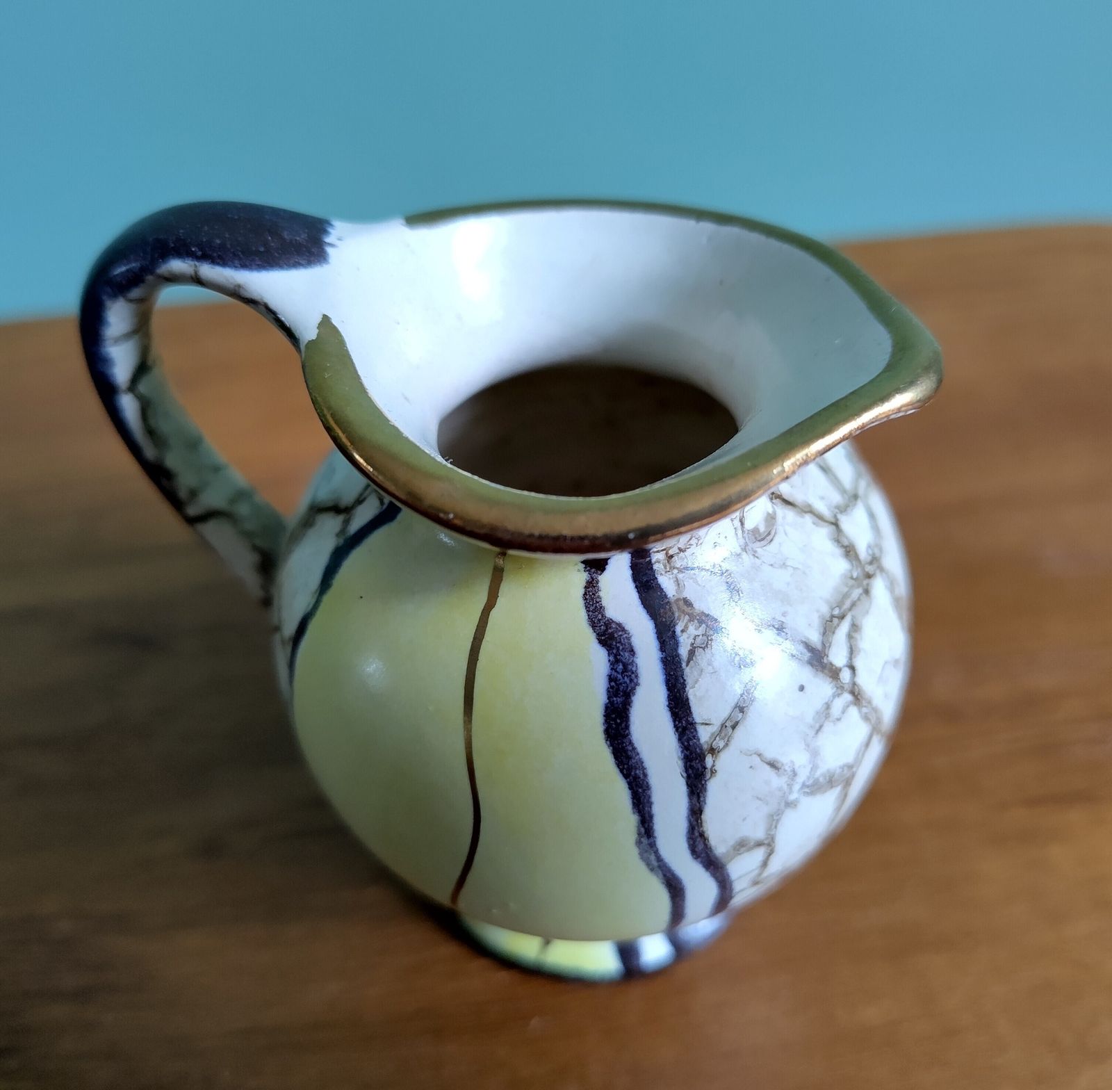 Early 20th Century German Jugendstil Miniature Jug (8 Cm) — Hand‑Decorated Panels, Gold Rim, Excellent Condition photo buy