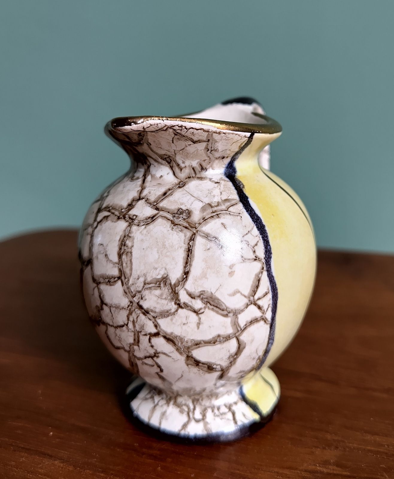 Art Early 20th Century German Jugendstil Miniature Jug (8 Cm) — Hand‑Decorated Panels, Gold Rim, Excellent Condition photo
