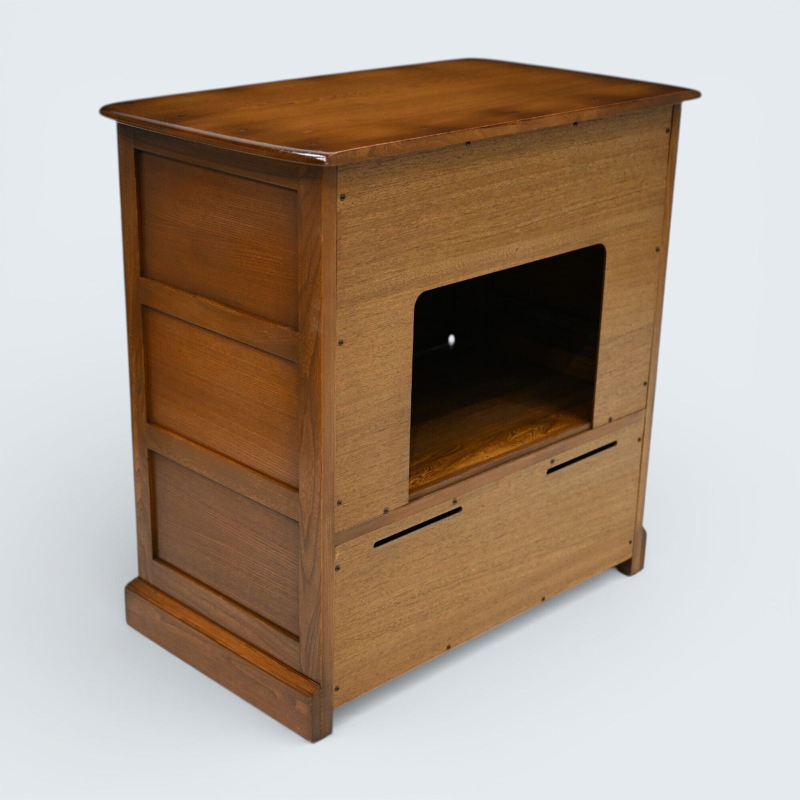 Ercol Mural Tv Video Cabinet Golden Dawn Corner Flap Model 839 Free Uk Delivery photo Furniture