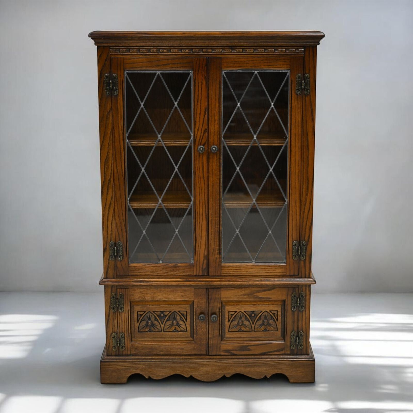 Old Charm Small Display Cabinet 2 Shelves Light Oak Free* Uk Delivery
