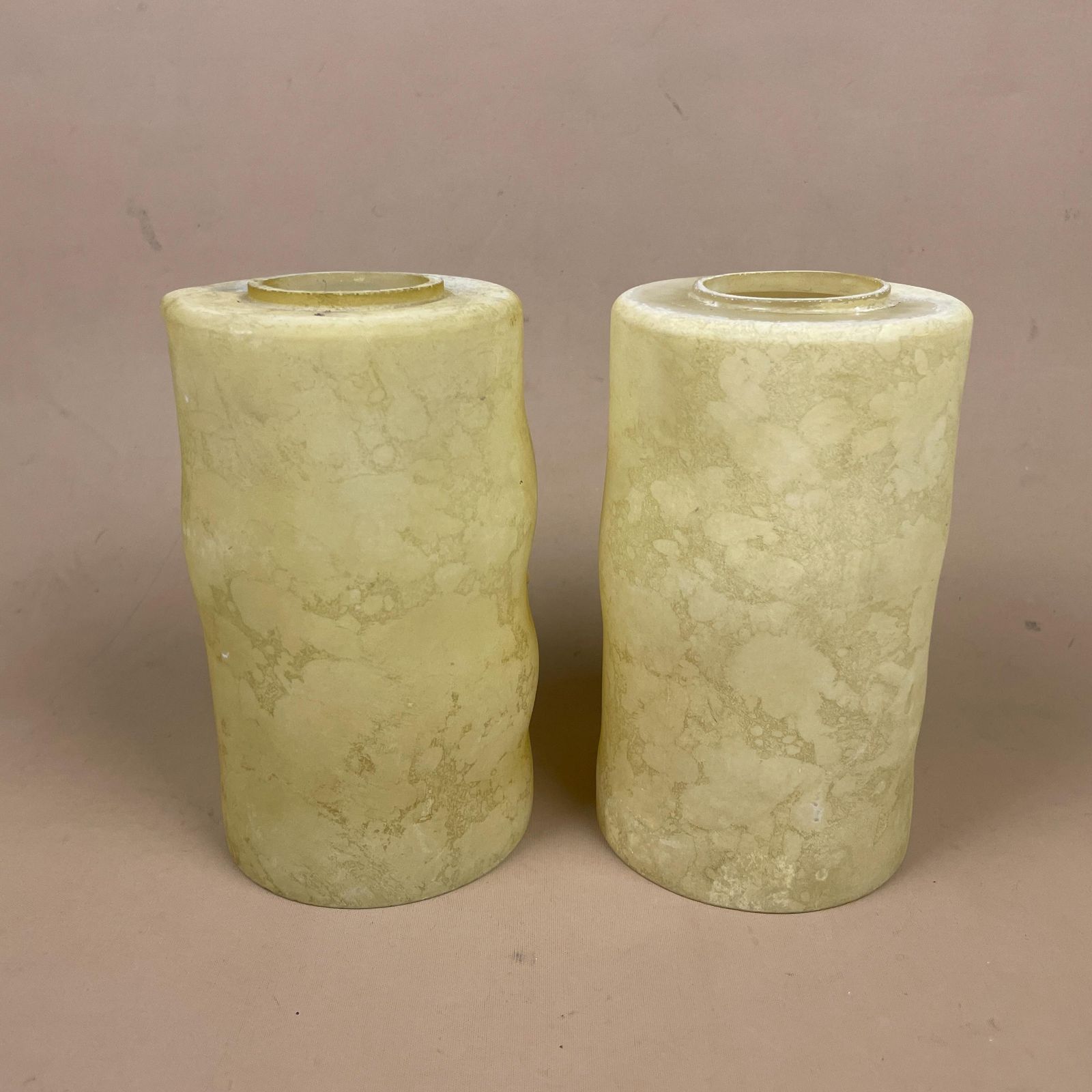 Pair Glass French Lamp Shade Cylinder Pendant, Marbled Pattern Art Deco Lightcream photo furniture