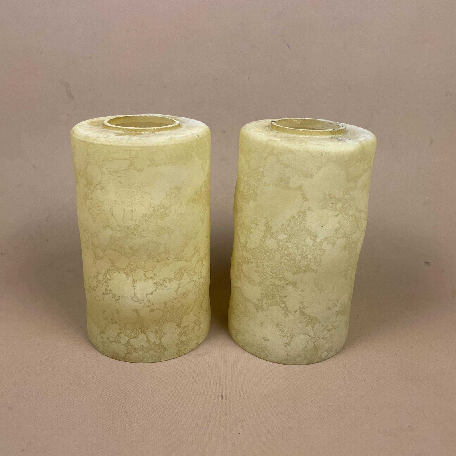 Pair Of Glass French Lamp Shade Cylinder Pendant Lampshade Tiffany Lightshade Light Cream Pendant Art Deco Marbled Pattern Patterned 2