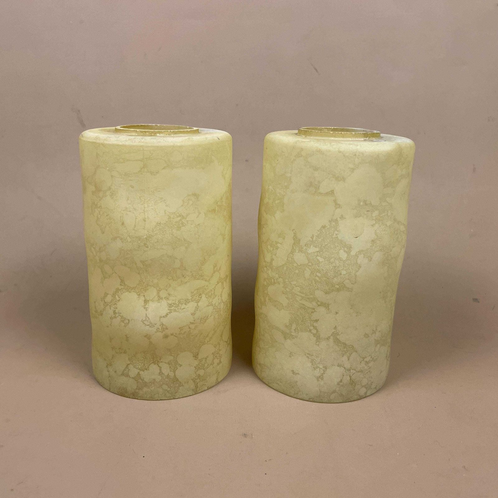 Pair Of Glass French Lamp Shade Cylinder Pendant Lampshade Tiffany Lightshade Light Cream Pendant Art Deco Marbled Pattern Patterned 2 photo for sale