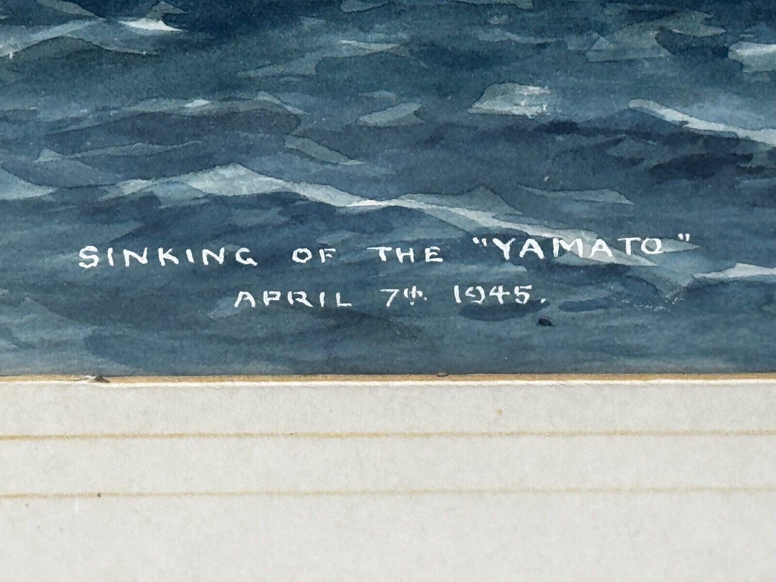 Marine  Wwii Naval Battle Painting – Sinking Of Battleship Yamato, April 1945 | Eric Tufnell 1963 Watercolour With Provenance photo for sale