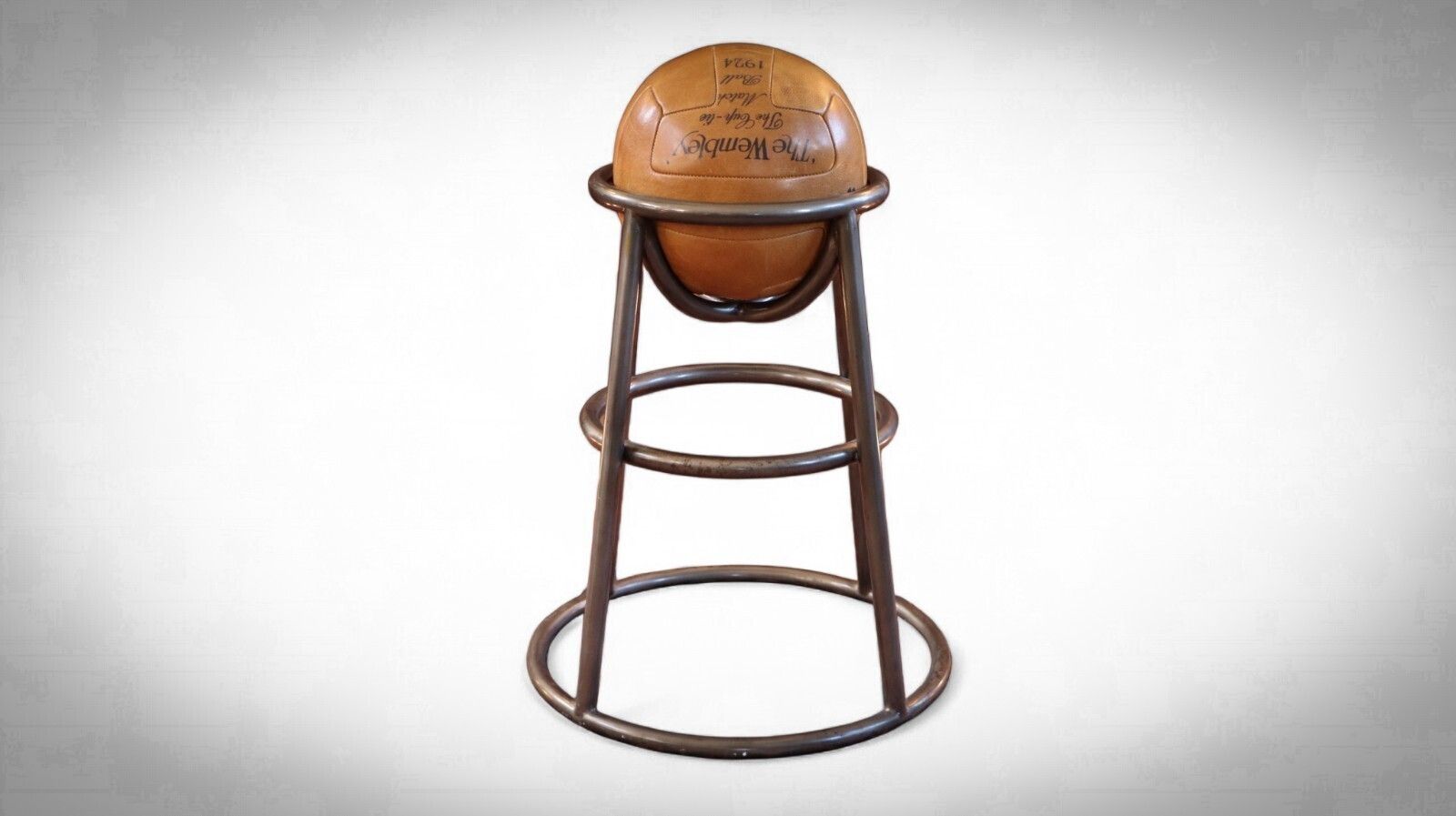 Rare Timothy Oulton Barball Stool Summer Of Sports Range Leather Football Seat