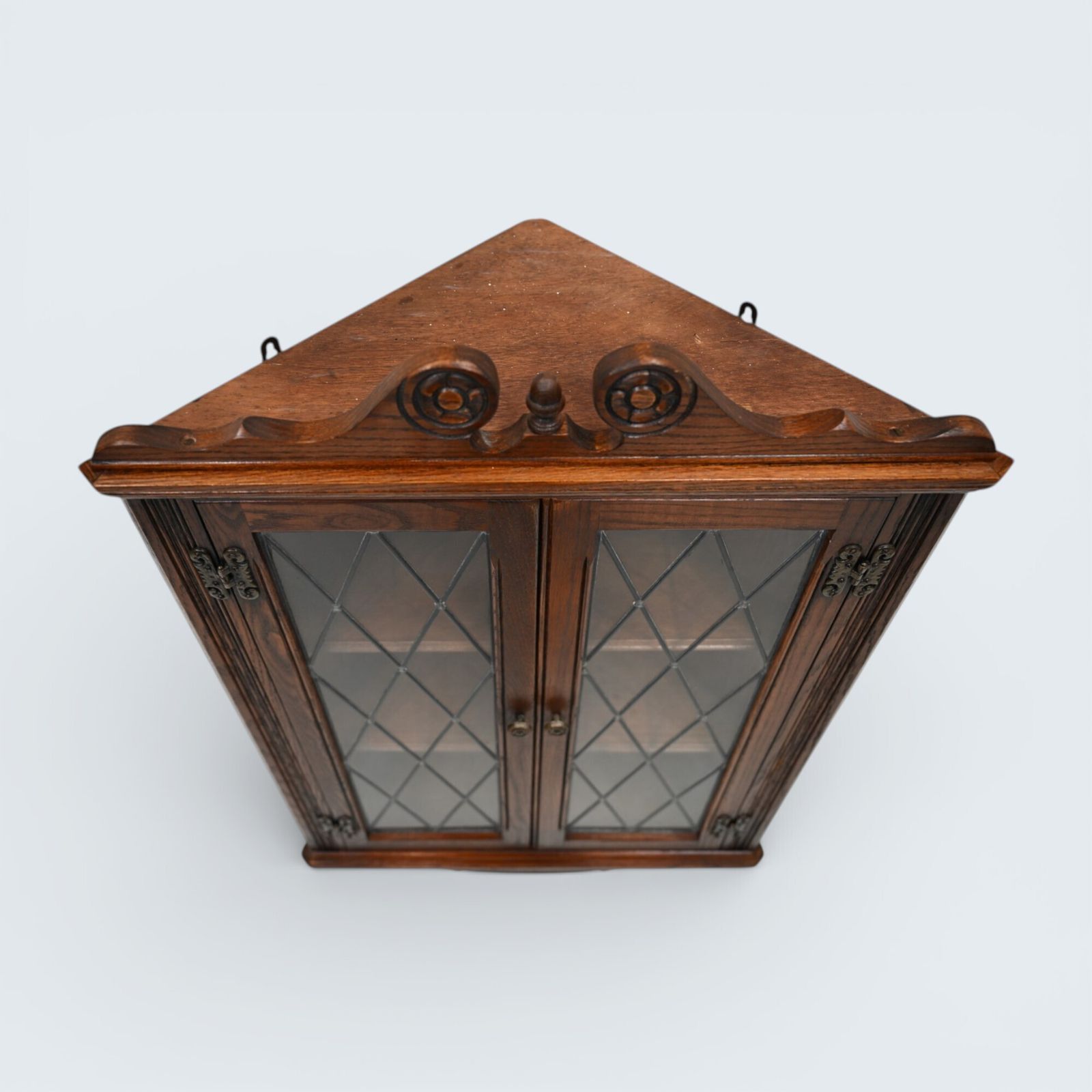photo furniture Old Charm Hanging Corner Display Cabinet Leaded Glass Tudor Brown Free Delivery*
