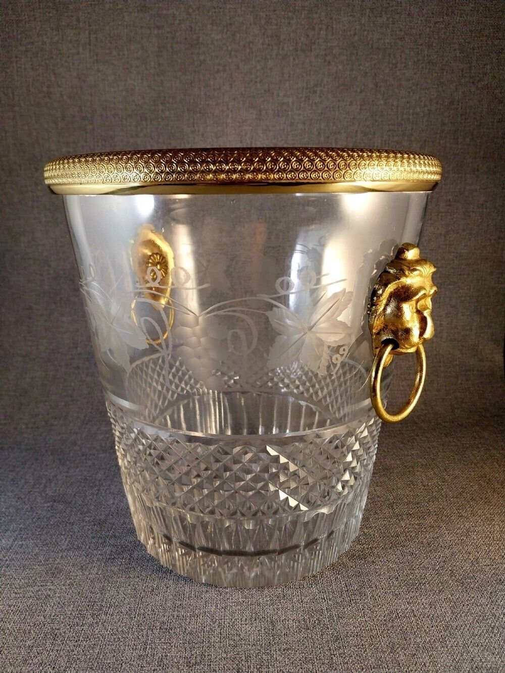 Cut Glass Bottle Cooler Gilt Bronze Mounts 19th Century Ice Bucket photo 1250.0