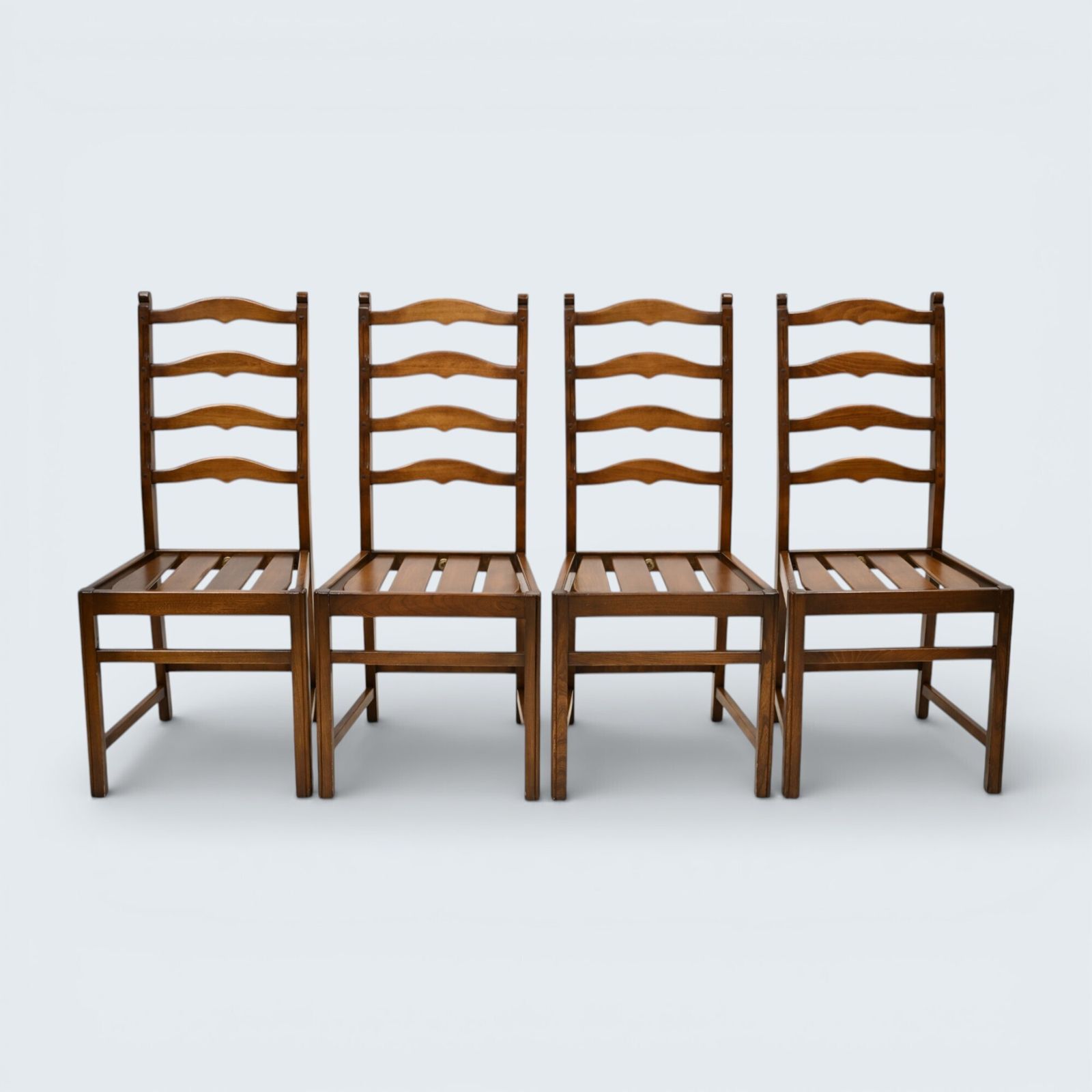 6 Ercol Dining Chairs 1970s Ladderback Inc 2 Carvers Golden Dawn Free Delivery* photo for sale