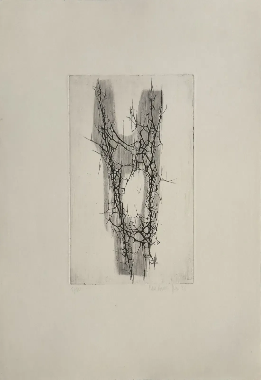 Ben Benn   Original Etching Signed Numbered 1959 American Artist Abstract Art