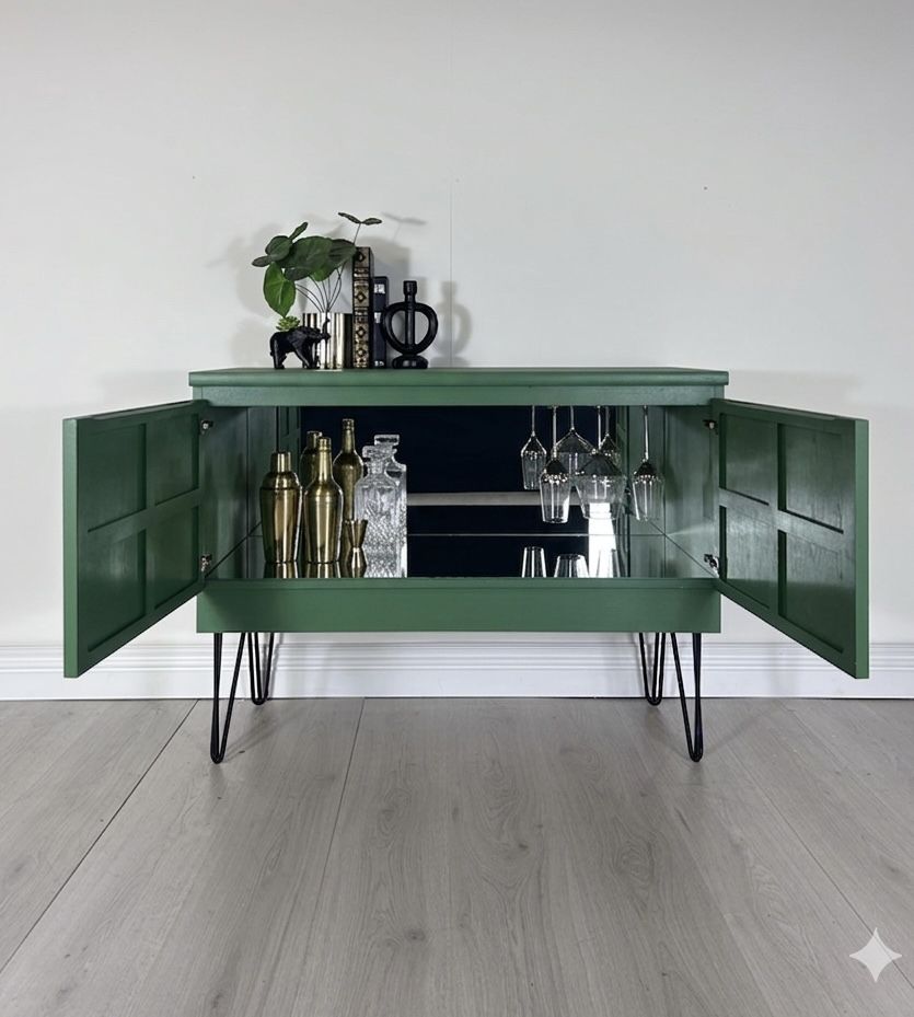 Bright Green Nathan Cocktail Cabinet | Vintage Mid Century Cabinet Uk photo for sale