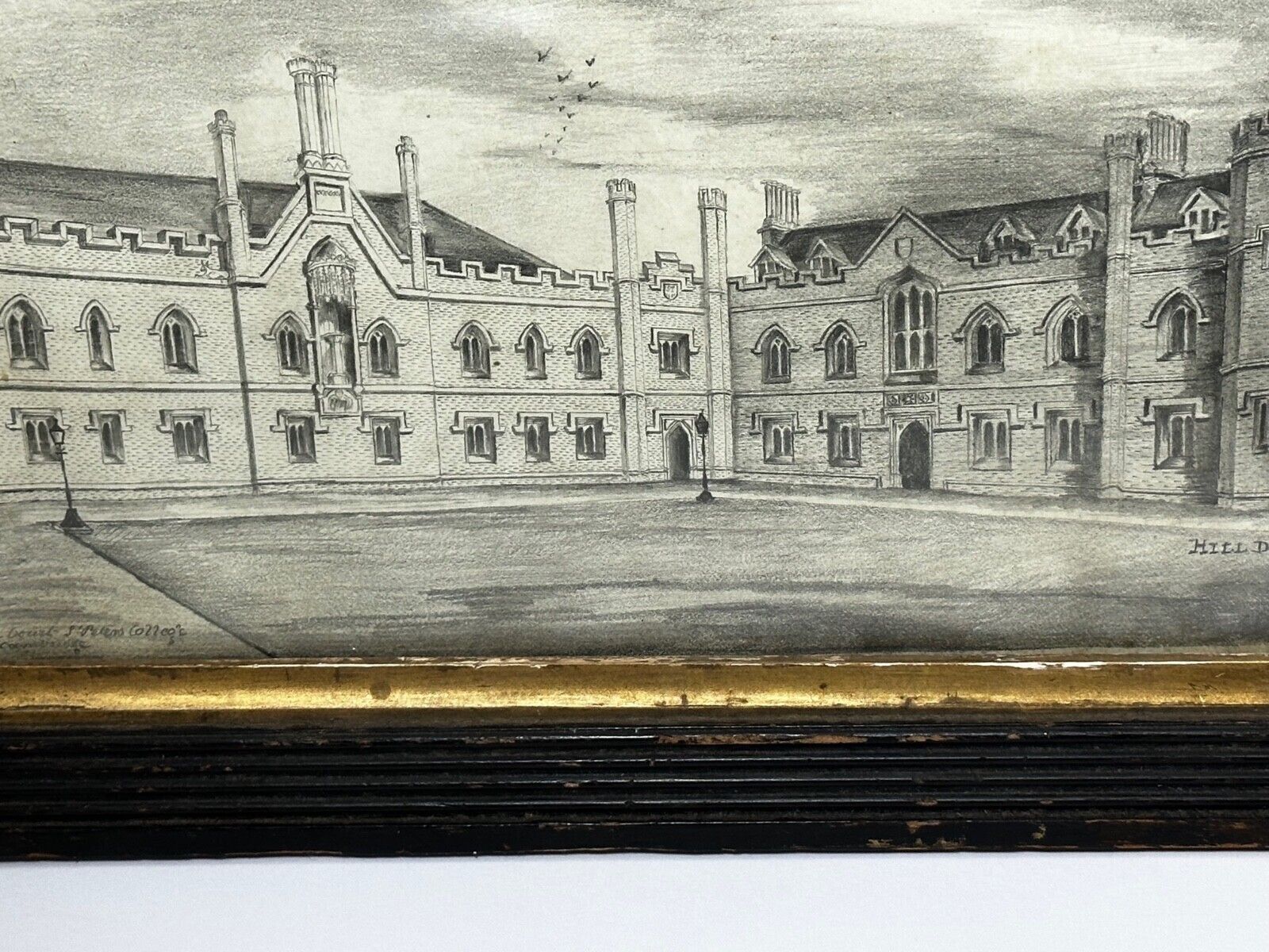 photo furniture Rare Georgian Architectural Drawing Of Gisborne Court, Peterhouse, Cambridge British School, Early 19th Century, In The Manner Of Joseph Michael Gandy