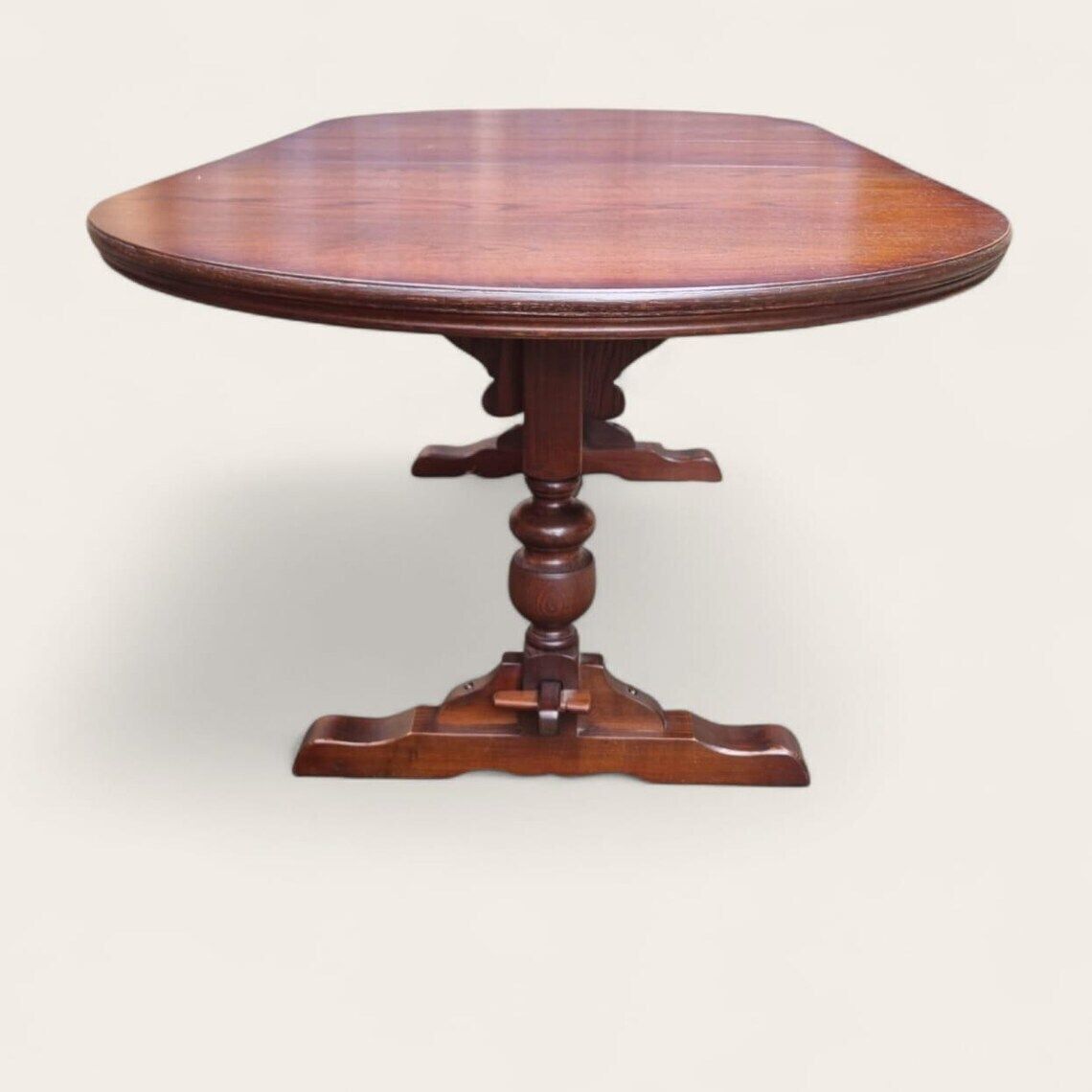 Vintage Old Charm Wood Bros Large Oak Extending Dining Table / Seats 6–8 / C.1970s photo vintage