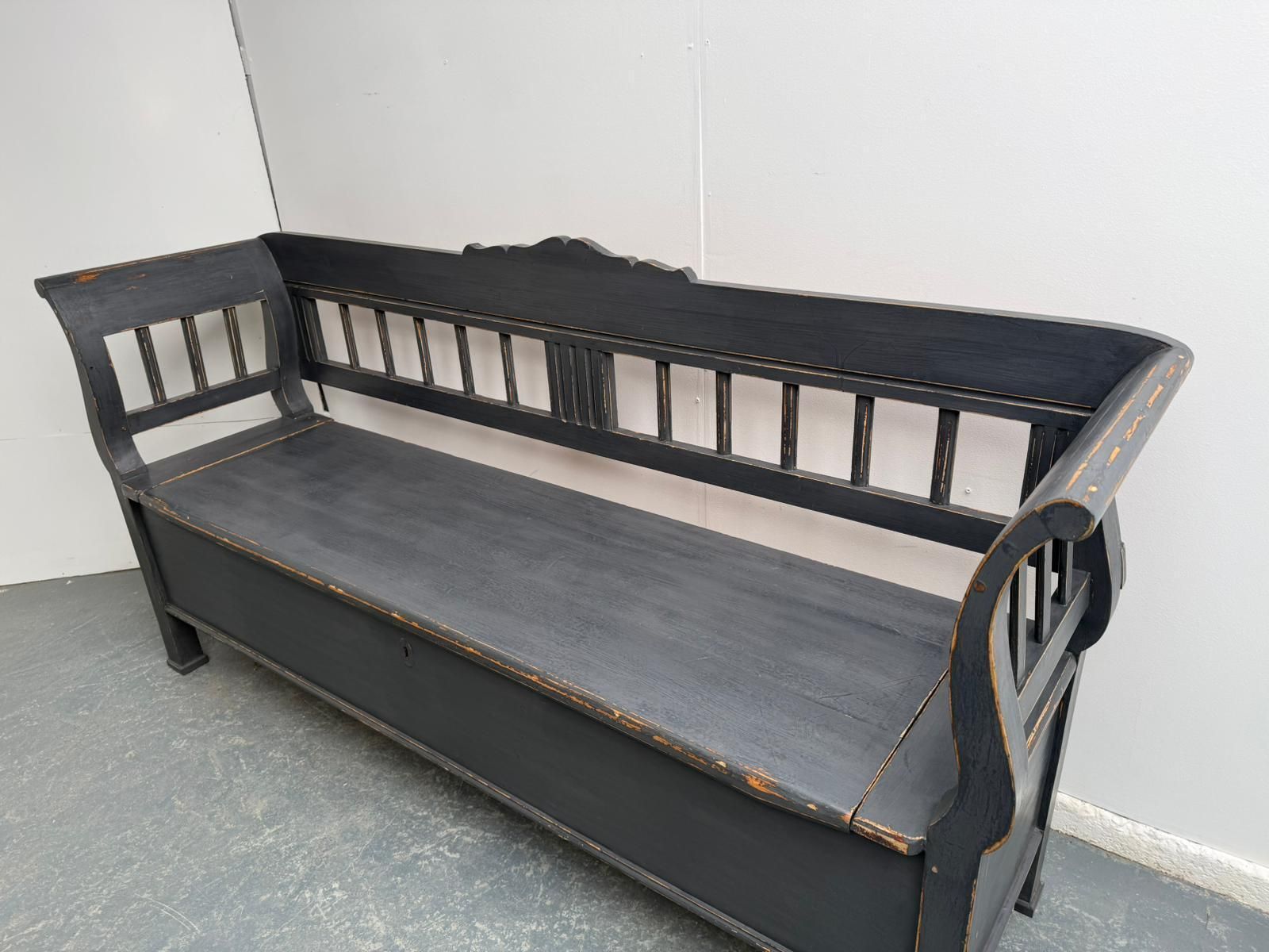 A Quality Painted Grey Early Victorian Original Hungarian 3 Seater Bench photo furniture