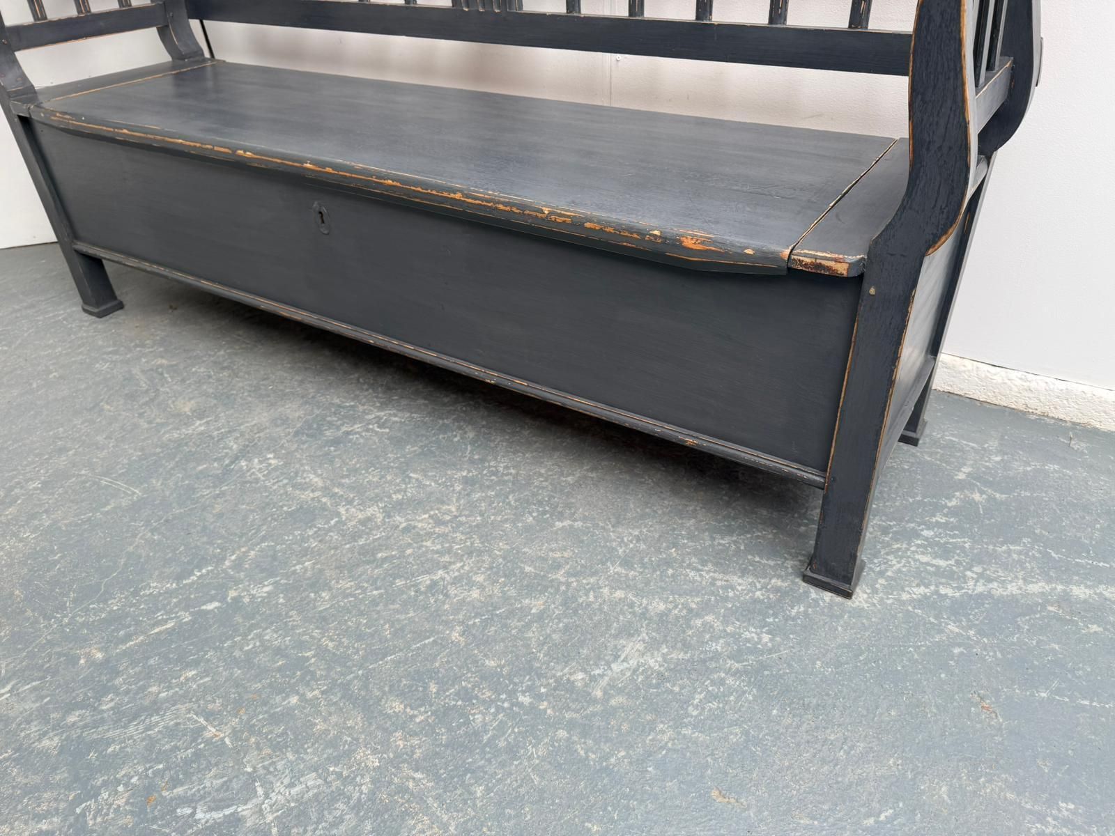 A Quality Painted Grey Early Victorian Original Hungarian 3 Seater Bench photo for sale