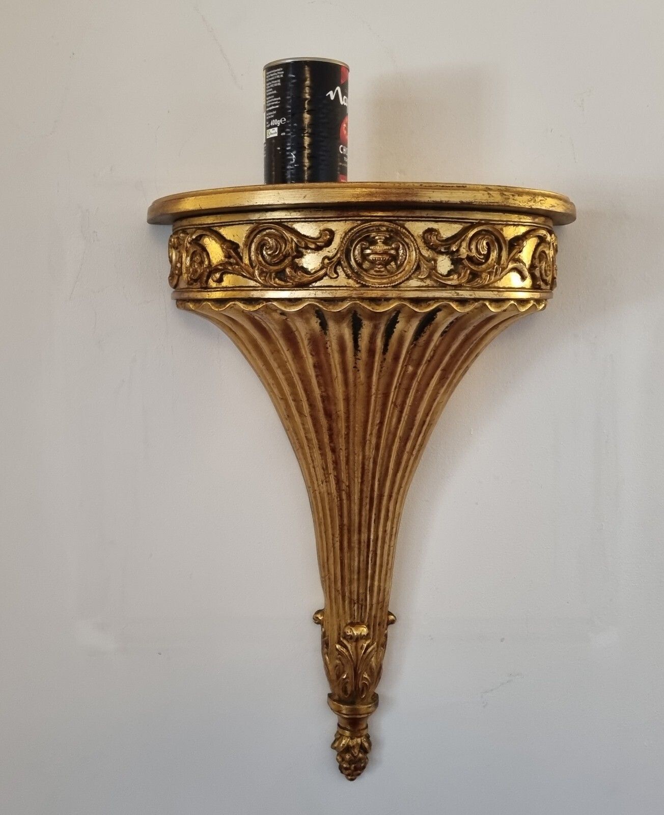 Vintage Large Ornate Gold Resin Wall Shelf Rococo Hollywood Regency Style 62cm photo furniture