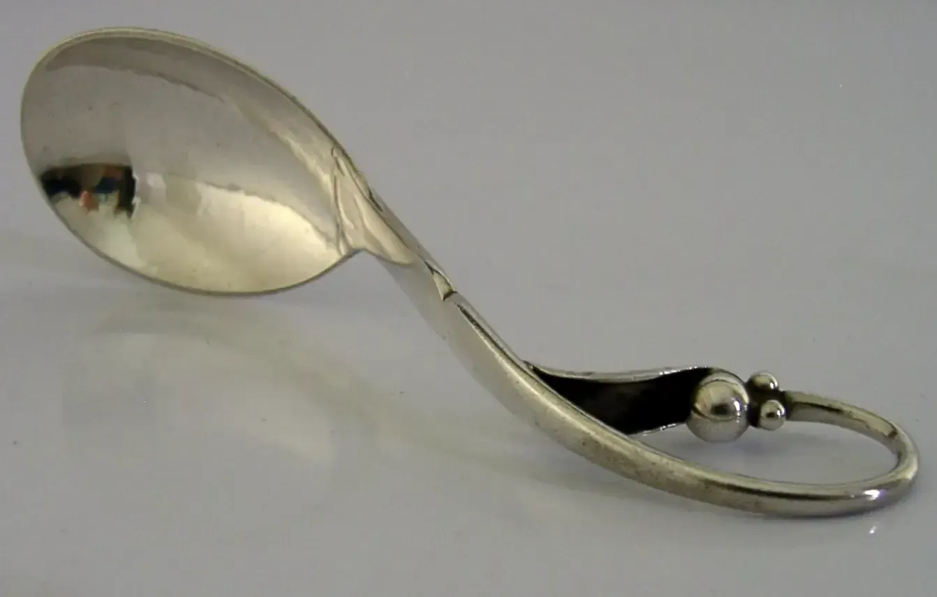 Good Size Georg Jensen Sterling Silver Pattern 21 Spoon 1939 Arts & Crafts photo vinterior