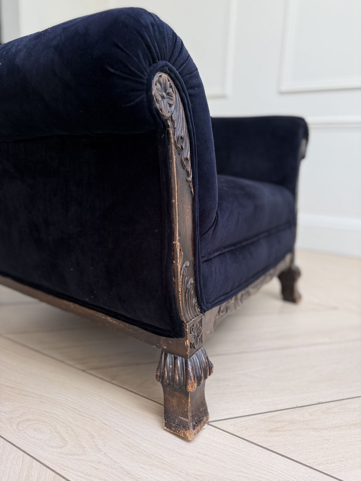 photo furniture Pair Of Art Deco Velvet Armchairs, Reupholstered In Linwood Omega Black Velvet