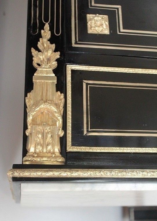 photo vintage Napoleon III Secretary In Blackened Wood 19th