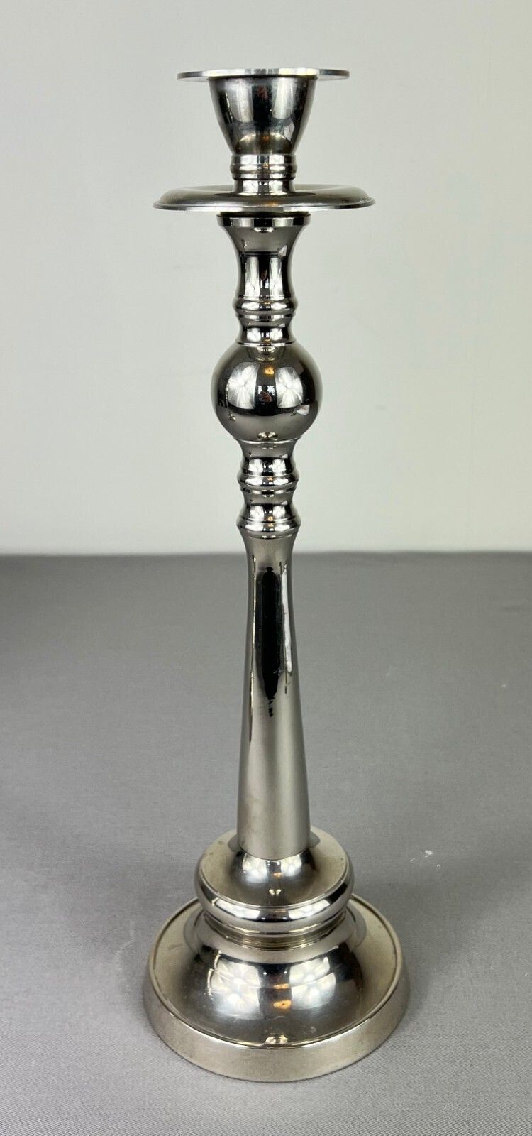 Pair Of Candle Holders Vintage French Silver Metal Column Candlesticks Lot 5077. photo for sale