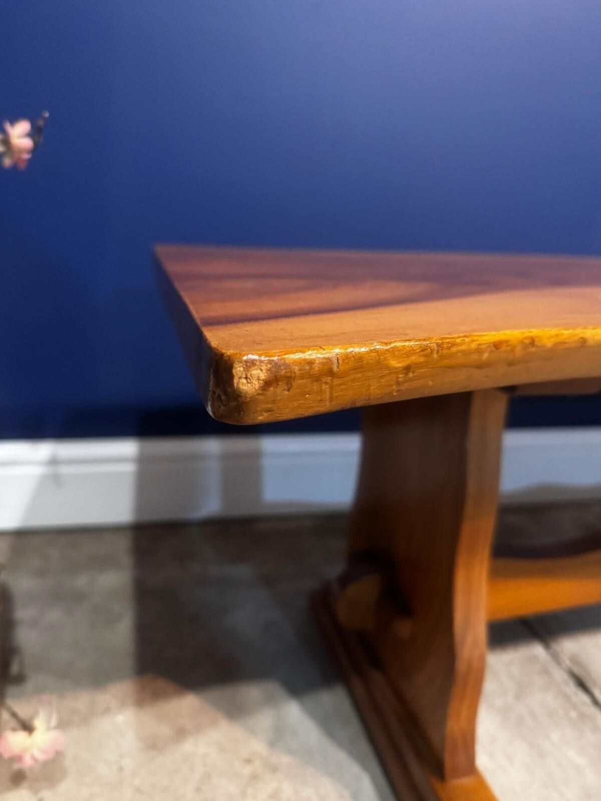 photo furniture Vintage Walnut Trestle Table Coffee Side Mid Century Farmhouse Bench Live Edge.