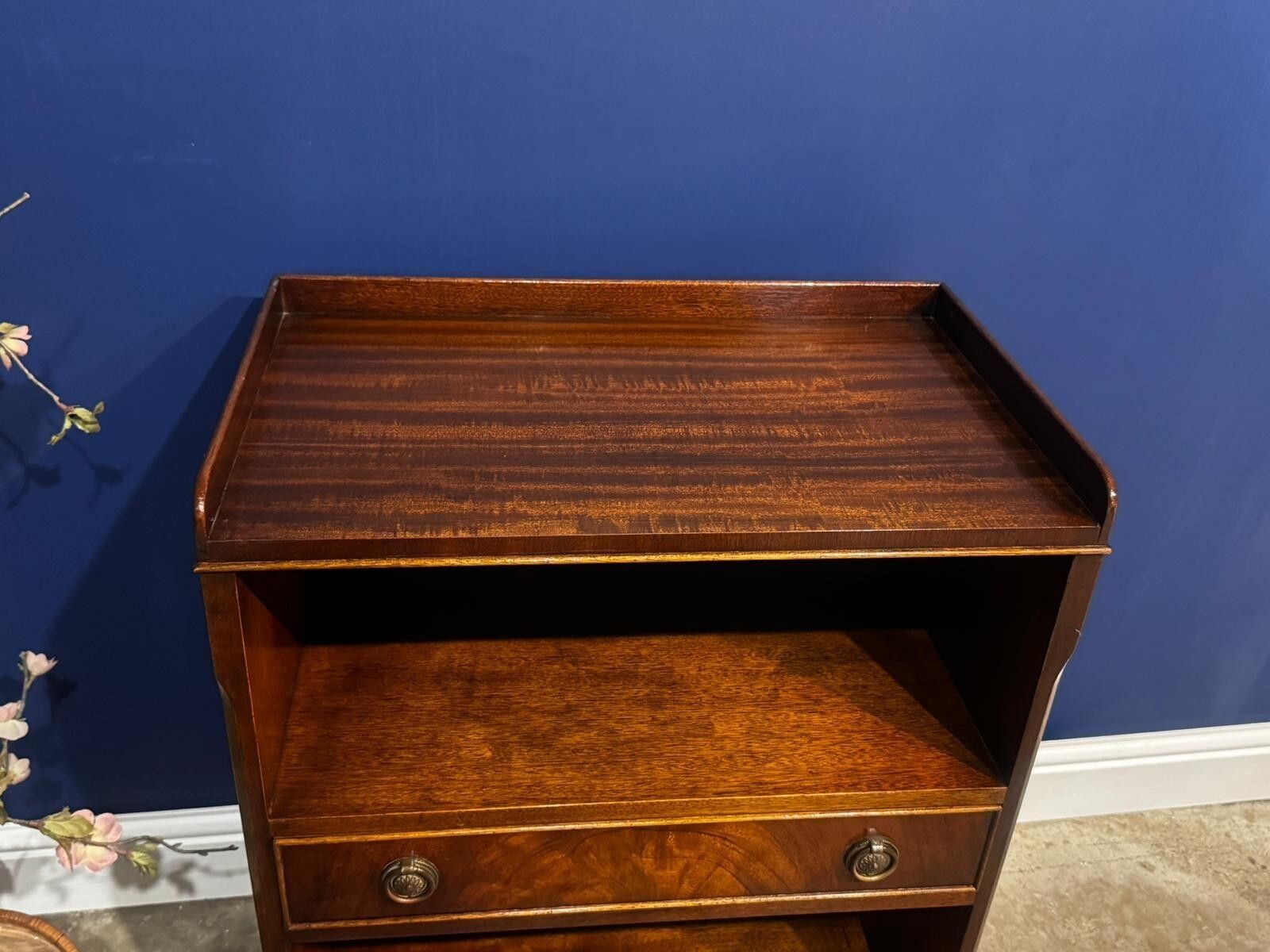 Vintage Mahogany Hall Table Stand Telephone Bedside Cabinet Drawer Reprodux. photo vinterior