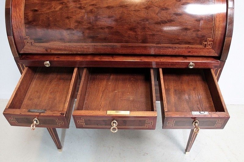 Furniture Office Cylinder Louis XVI Mahogany 18th photo
