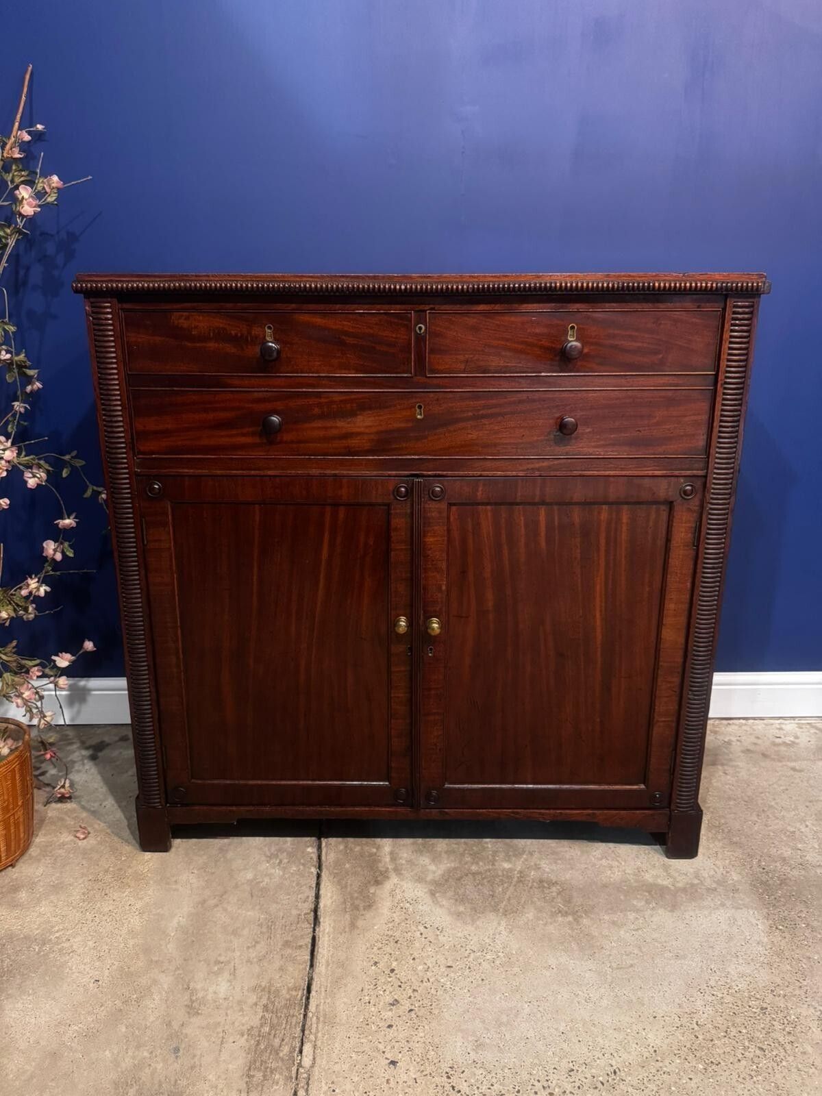 Antique Secretaire Chest Of Drawers Georgian Mahogany Bureau Vintage. photo for sale