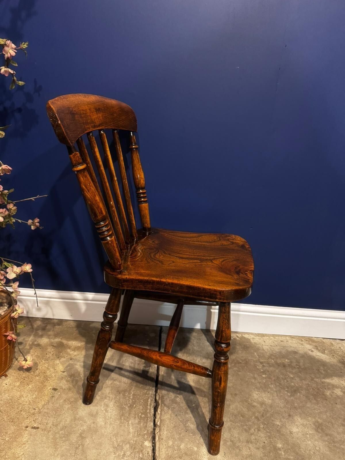 photo for sale Antique Elm Chair Farmhouse Rustic Kitchen Dining Chair Victorian Bedroom.