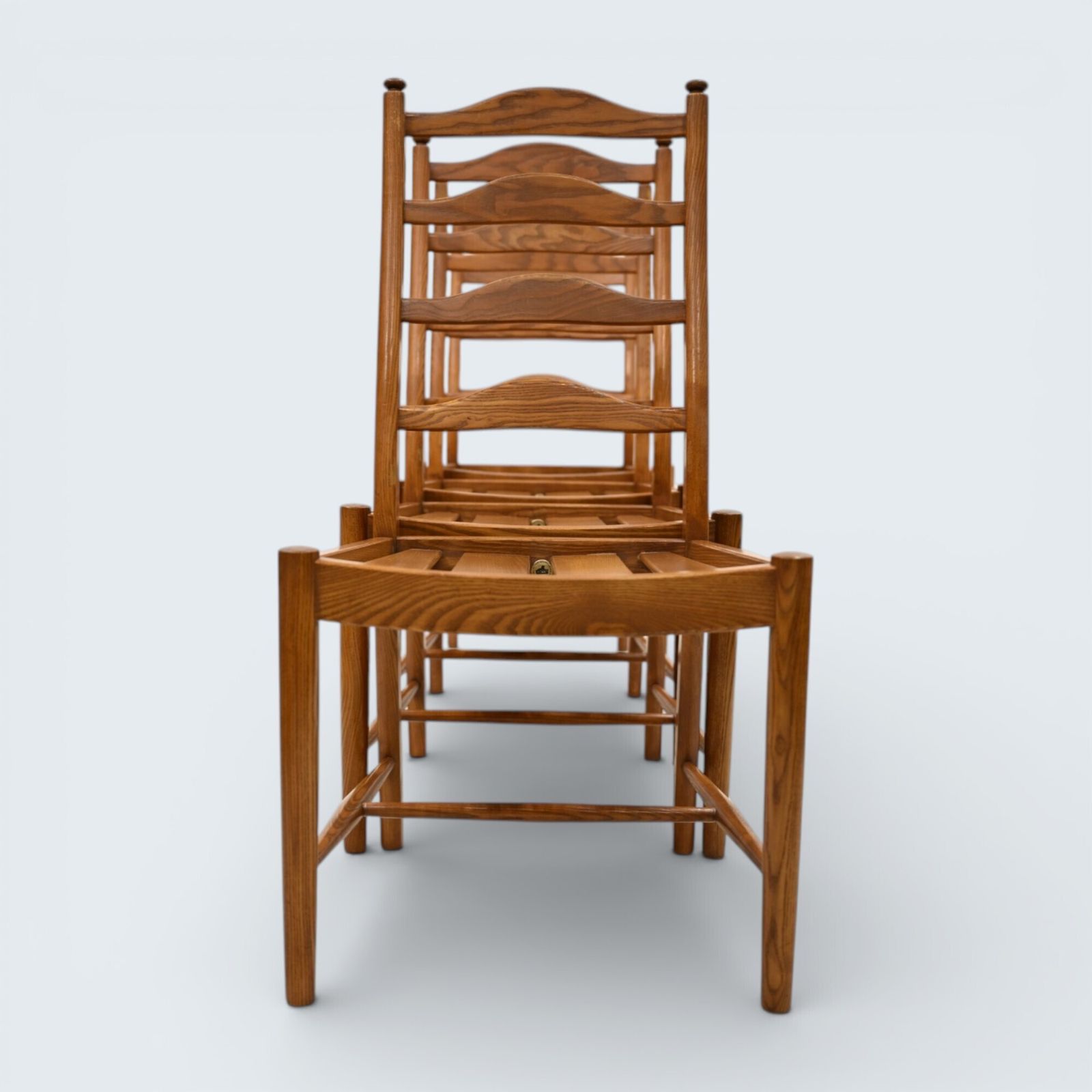 Ercol Set Of 4 Dining Chairs Light Finish Ladderback 1970s Free Uk Delivery* photo Furniture