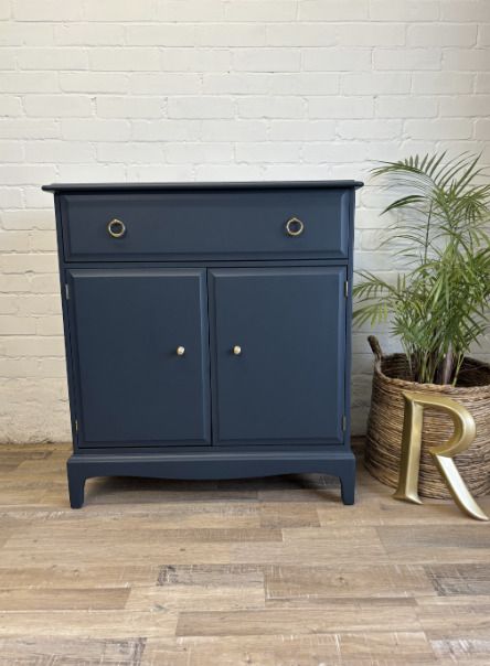 photo for sale Stag Minstrel Drinks Cabinet Painted In Midnight Ink With A Touch Of Gold Leaf