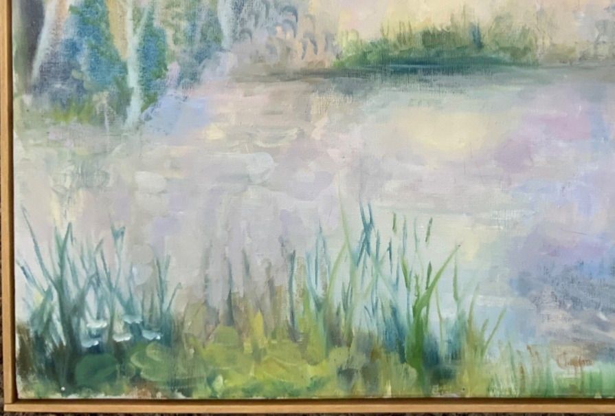 Vintage Oil Painting Impresionistic Landscape, 1970s photo buy