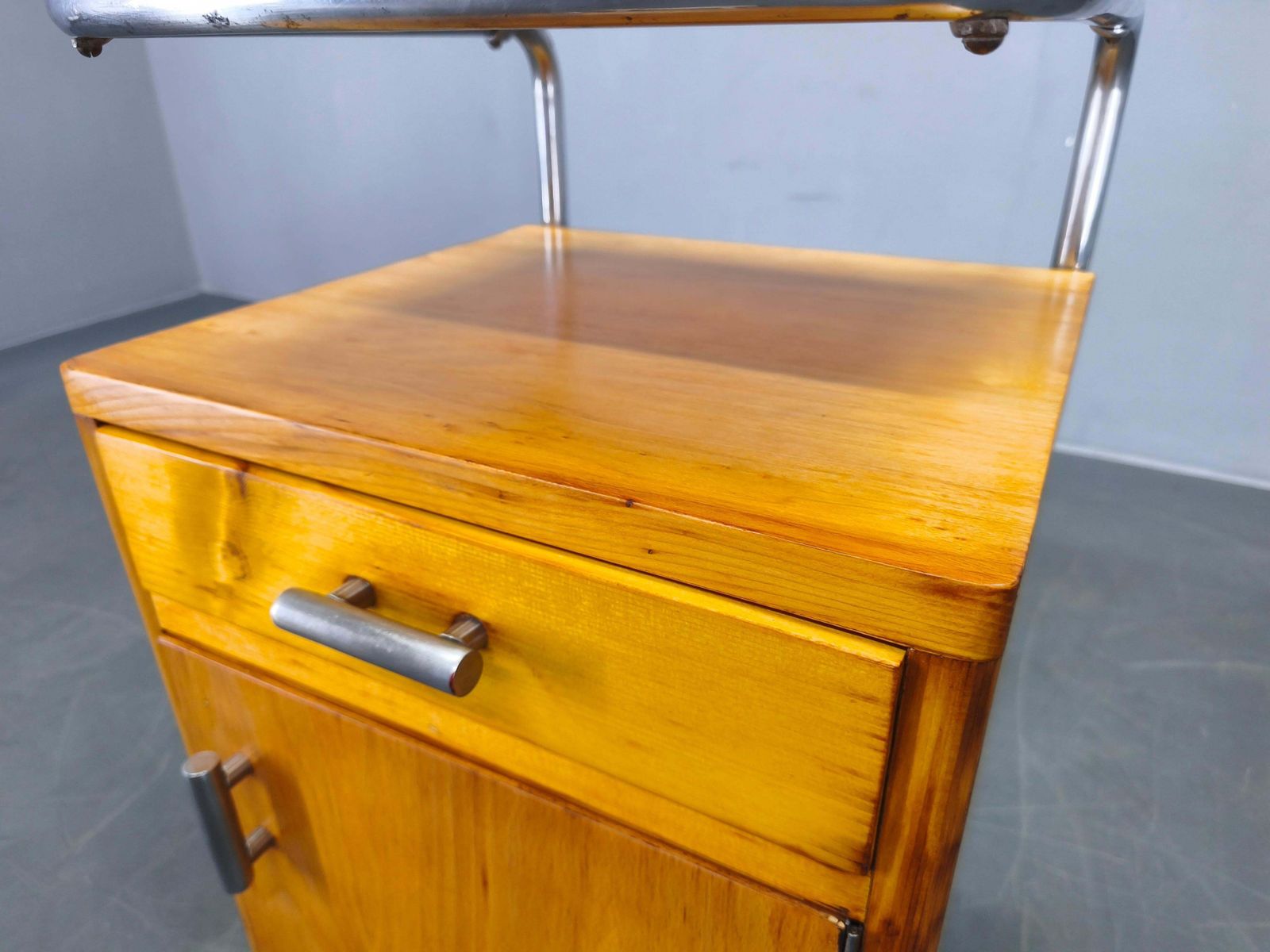 photo for sale Bauhaus Chrome Tubular Nightstand With Glass Top, 1930s