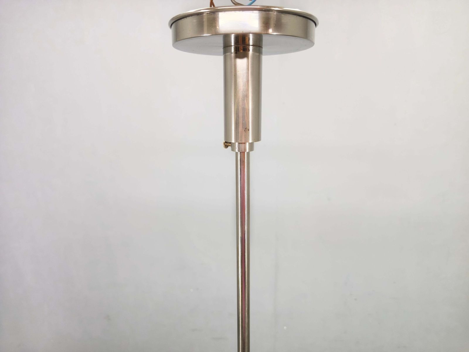 2695.0 Exceptional Bauhaus Chrome Chandelier With Glass Shades, 1930s photo