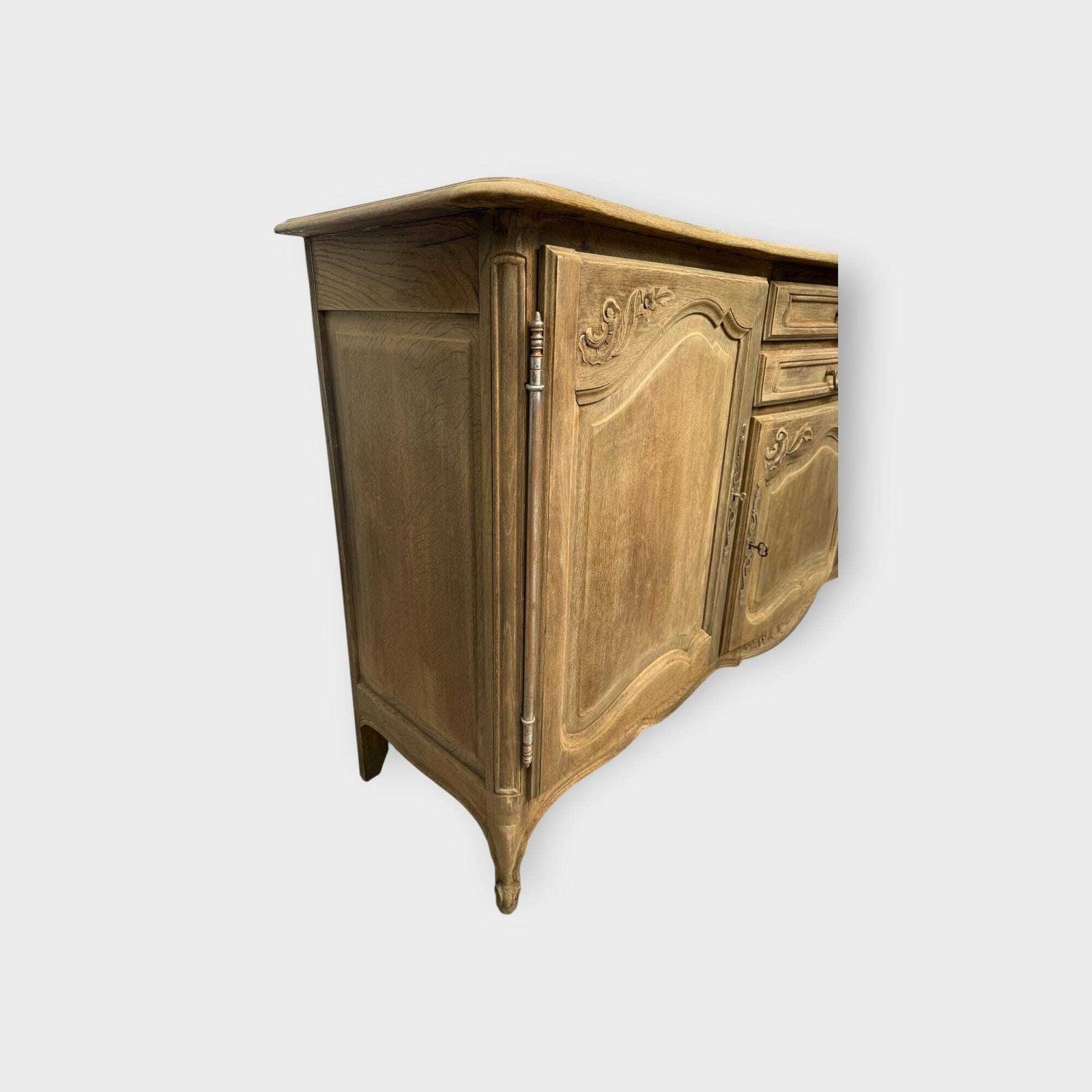 Vintage Carved French Rustic Dark Oak Sideboard Buffet 3 Door 2 Drawer photo buy