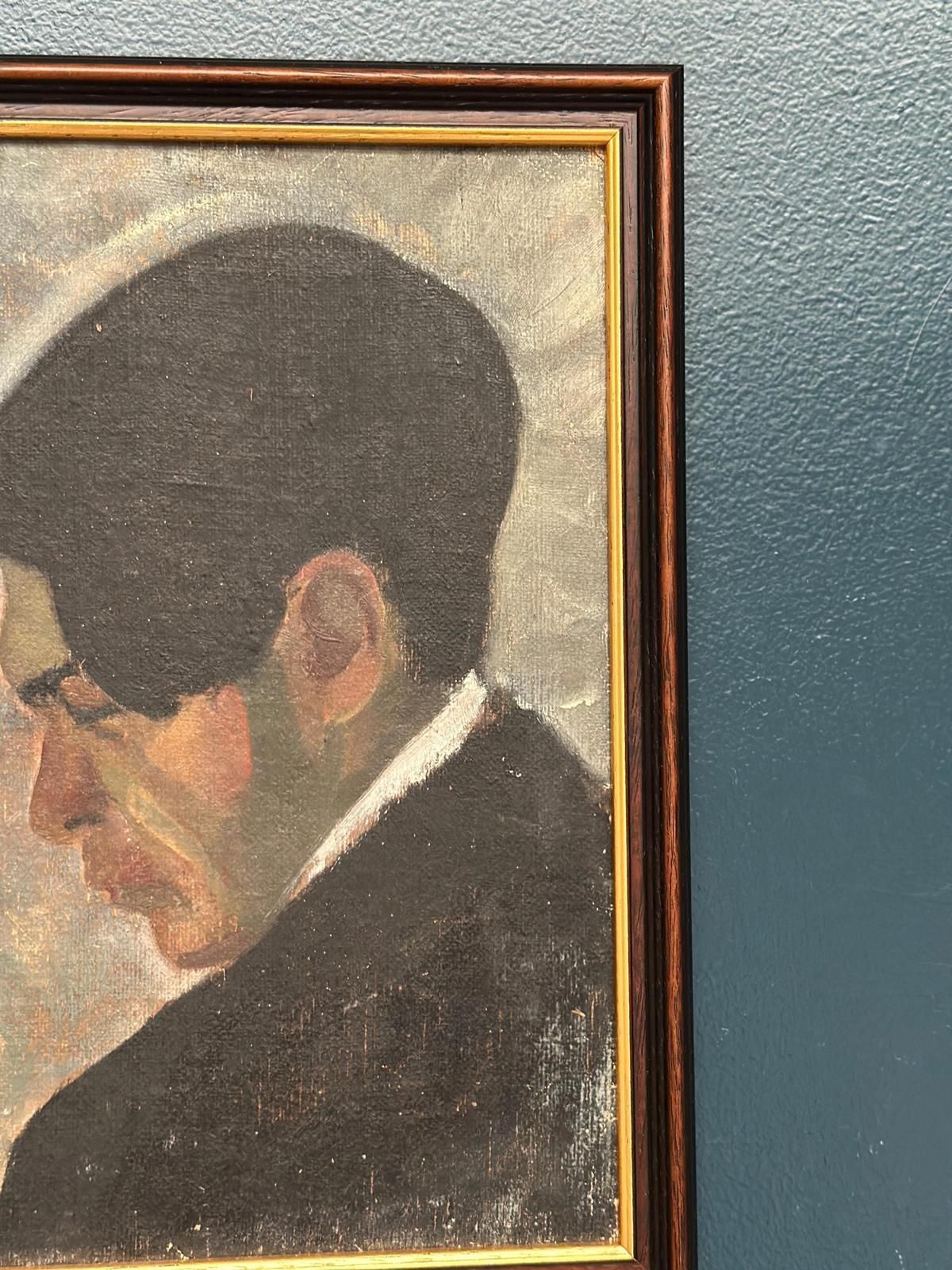 Original Mid Century Swedish Oil On Panel – “Weight Of Thoughts” – Vintage & Framed – 32 × 40 Cm (12.6" × 15.7") photo vintage