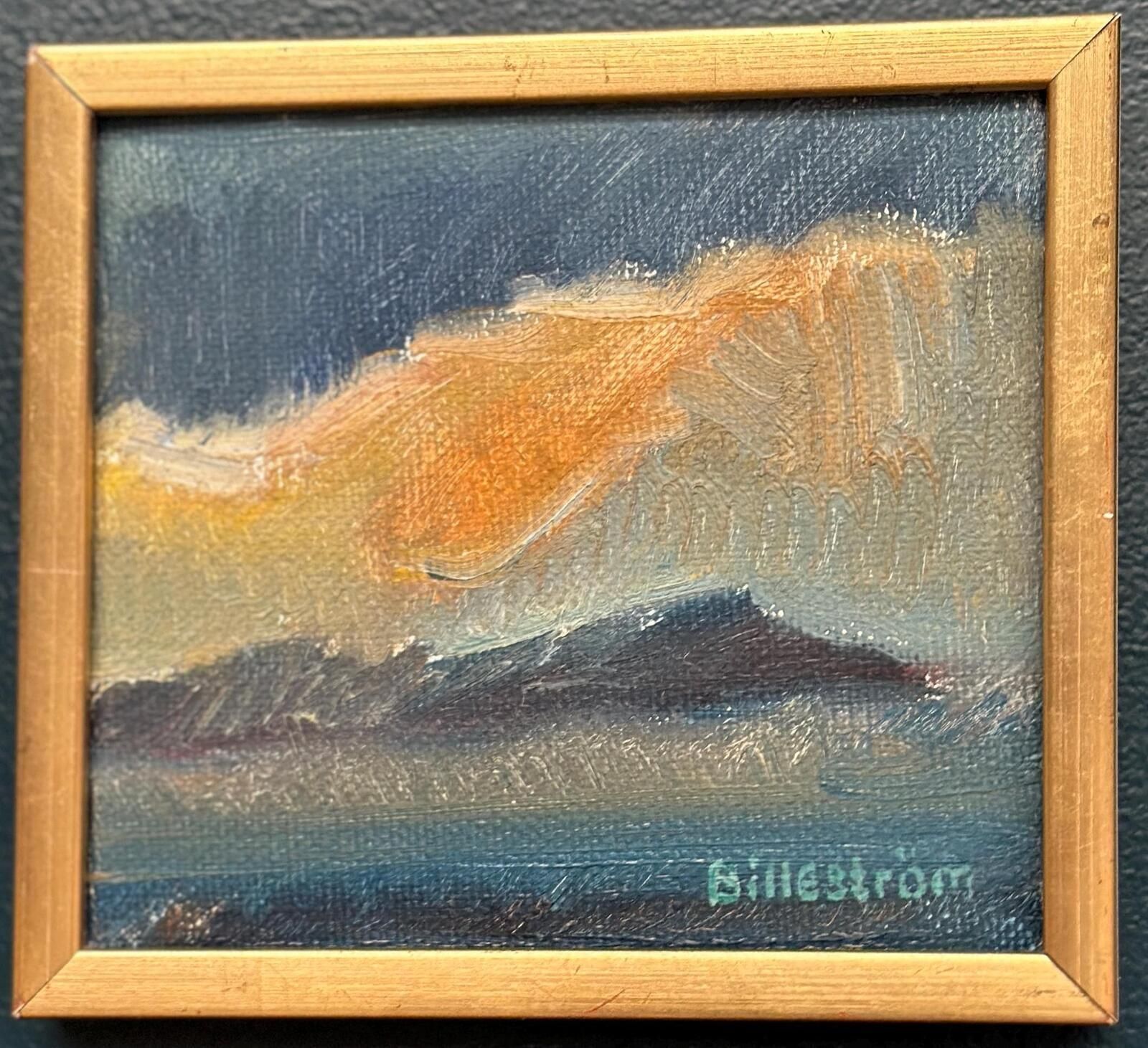 Original Swedish Oil On Canvas – “Glow Of Sunset” By Carl Erik Billeström – Vintage & Framed – 21 × 19 Cm (8.3" × 7.5") photo furniture
