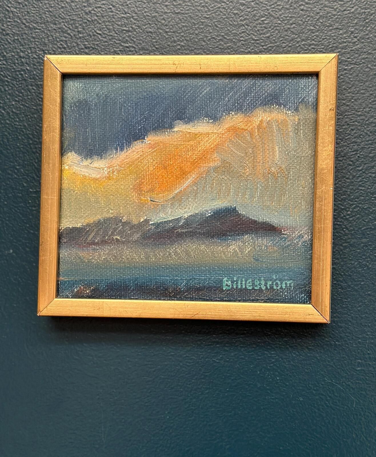 Original Swedish Oil On Canvas – “Glow Of Sunset” By Carl Erik Billeström – Vintage & Framed – 21 × 19 Cm (8.3" × 7.5") photo for sale